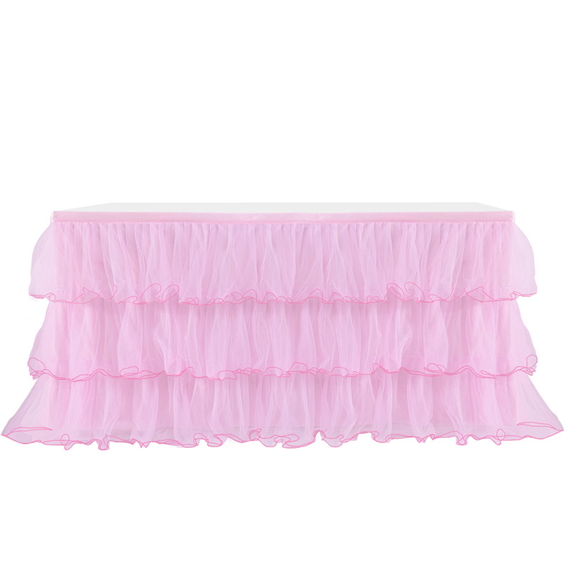 6/9ft Tulle Tutu Table Skirt for Wedding Party Table Decorations 3 Tier Table Skirts Baby Shower Birthday Gender Reveal Decor