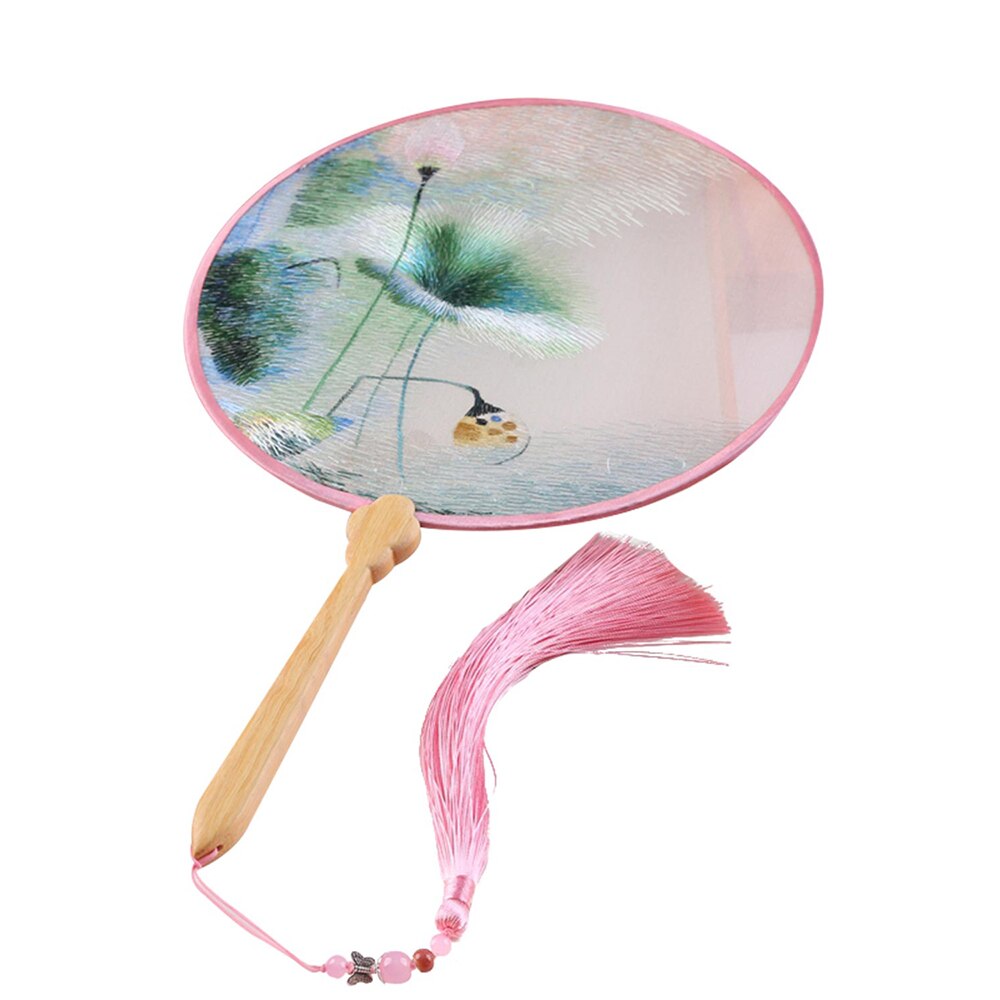 Intangible cultural Chinese Silk Fan Handmade Suzhou Embroidery Fan Double-sided Embroidery Fan Series With Box: color 4