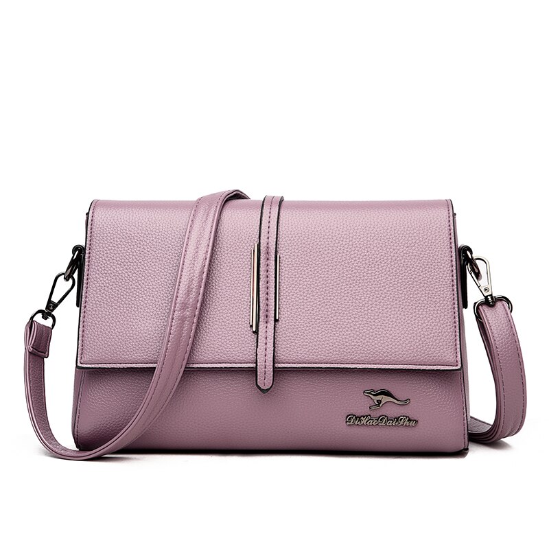 Oude Tang Effen Kleur Pu Lederen Schoudertas Crossbody Tas Voor Vrouwen Herfst En Winter Mode Vrouwelijke Handtassen Sac Een belangrijkste: Purple