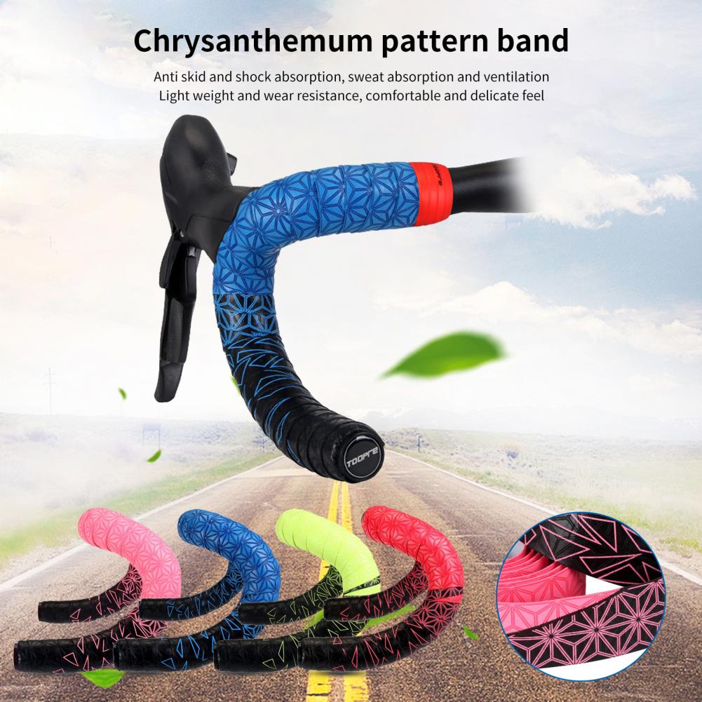 Reliable Elastic Skin-friendly Chrysanthemum Pattern Road Bike Handle Bar Wrap Handlebar Tape Handle Bar Tape 1 Pair