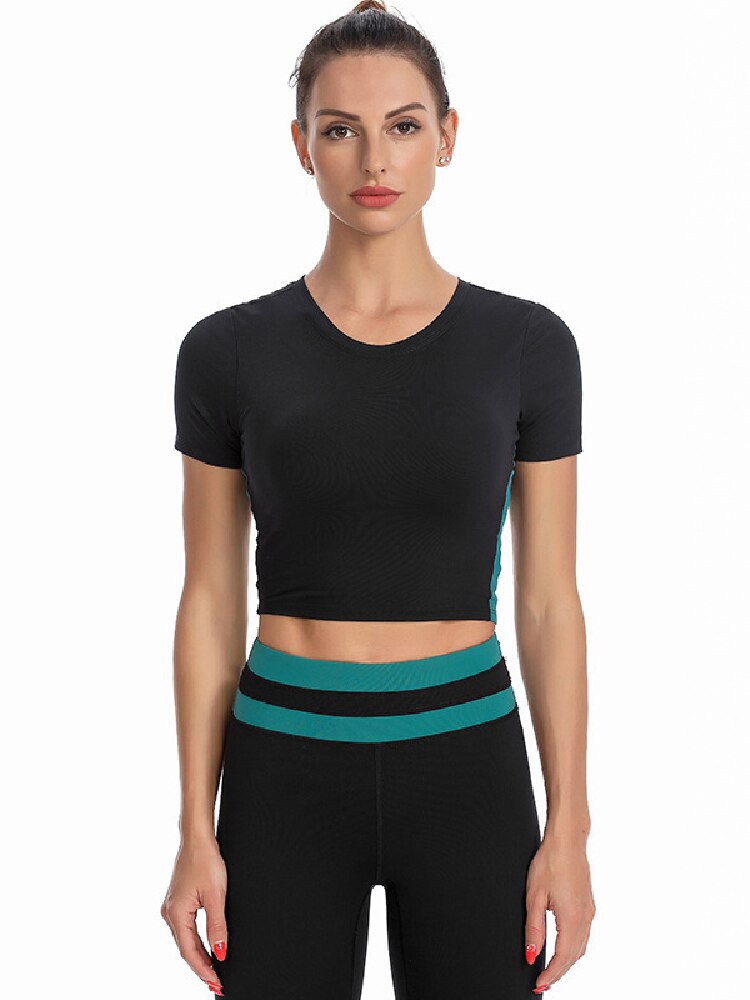 Kurze, feuchtigkeitsableitende sport-t-shirts für damen, kurzärmelige yoga-tops für damen, sommer-sporttops für damen, laufbekleidung für damen
