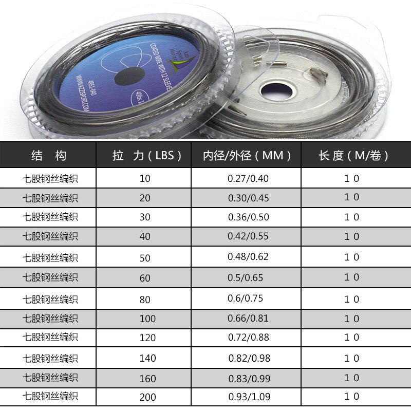 Weihe engins de pêche mer fil de pêche 7 brins tissé 10M longue ceinture emballage indépendant boucle de ceinture ligne de connexion