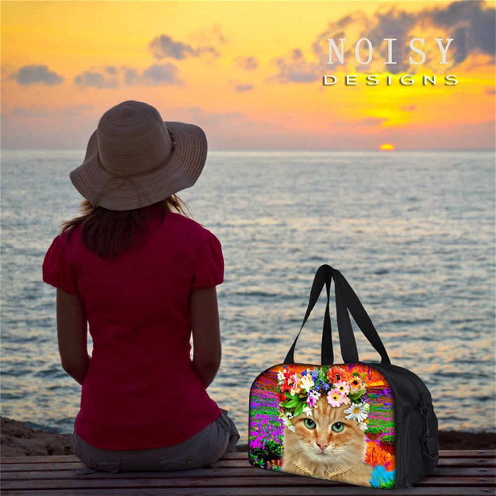 Diseños extravagantes 3D para perros con patrón de rosas impresas, bolsa de viaje de gran capacidad, informal, para equipaje de mano, de viaje, fin de semana