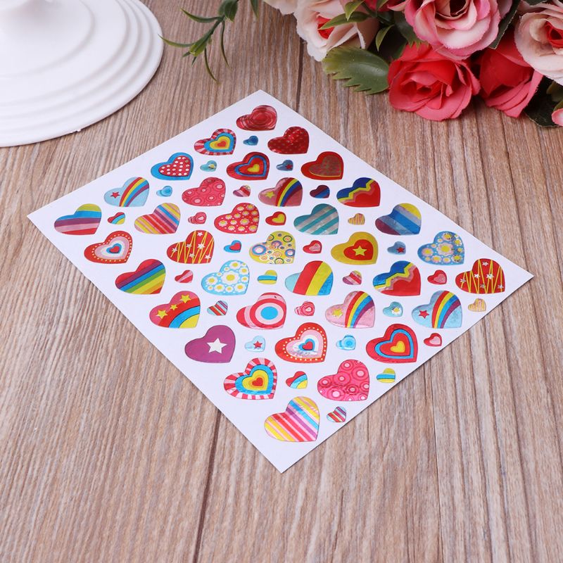 10 Sheets Heart Stickers Love Decorative Sticker Kids Envelopes Cards Craft Scrapbooking Party Favors Prize Class Rewards