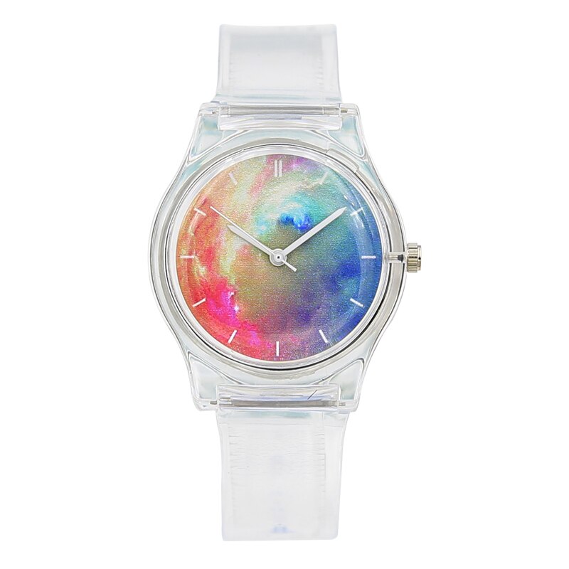 Reloj deportivo resistente al agua para mujer, Harajuku Star, transparente, Jelly, sencillo, femenino: Transparent