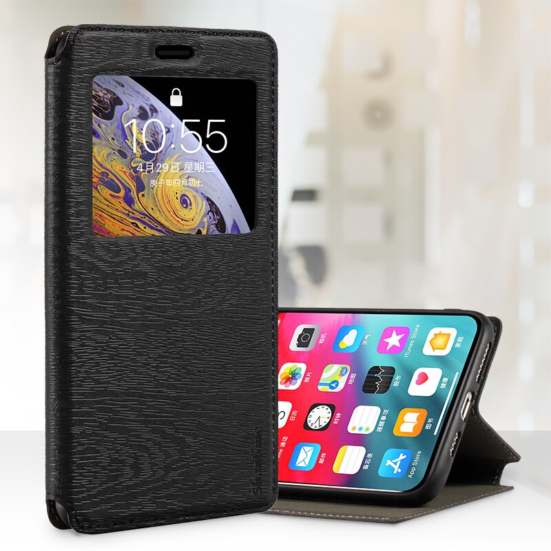 For HTC Desire 21 Pro 5G Case For HTC Desire 21 Pro 5G View Window Cover Invisible Magnet and Card Slot and Stand: Black