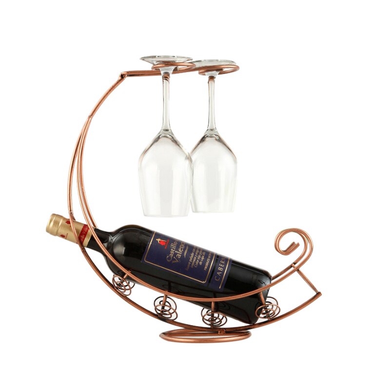 Retro vinflaskeholder vinreol champagneflasker stativ glas kopholder display hængende drikkeglas stilkande stativ hylde: Default Title