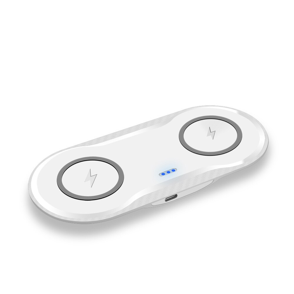 20 w qi carregador sem fio para iphone 11 xs xr 8 airpods pro dupla 10 w carregamento rápido almofada para samsung s20 s10 indução carga rápida: Dual 5W White