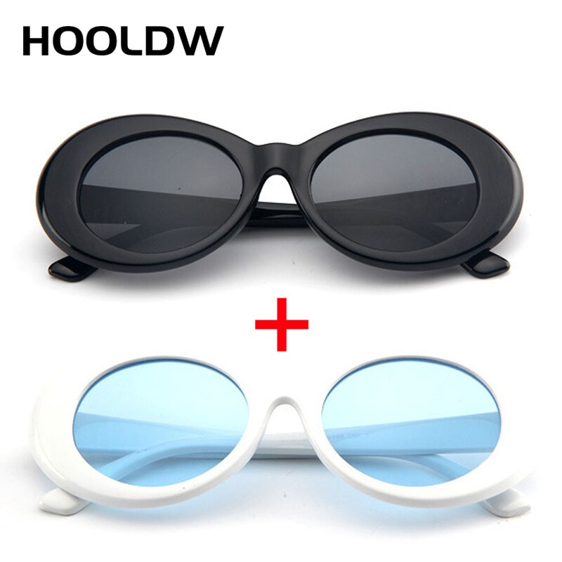 2 st/lot clout goggle kurt cobain solglasögon herr dam vintage ovala runda solglasögon dam  uv400 glasögon gafas de sol: Svart och vitblå