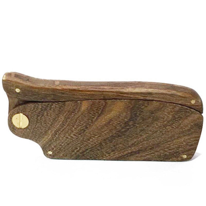 Peine plegable de madera de sándalo negro para hombre, peine de madera portátil, peine con forma de barba de sándalo