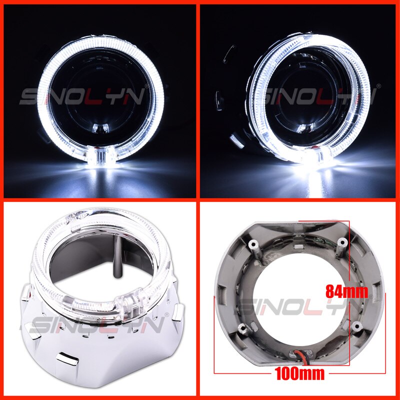 Sinolyn-proyector LED de Ojos de Ángel, faro DRL, bisel de lentes, bisel de lentes, 2,5 '', H1 WST, accesorio de lente de faro bi-xenón: H shrouds