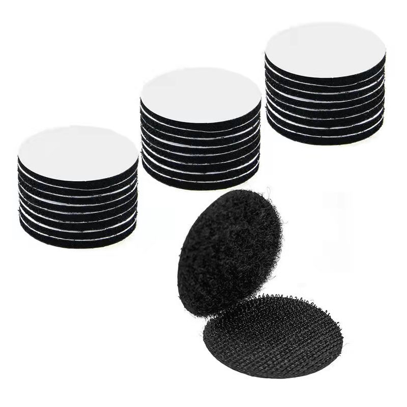 Adhesivo redondo autoadhesivo de nailon, cinta de sujeción con gancho y bucle, alfombra autoadhesiva fuerte de doble cara, alfombrilla antideslizante negra de 3cm