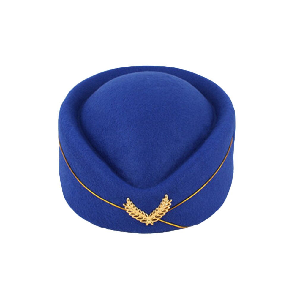Air Stewardess Hat Woolen Flight Attendant Hat Stewardess Cap for Costume Cosplay Musical Performance - Size M(Red): Blu