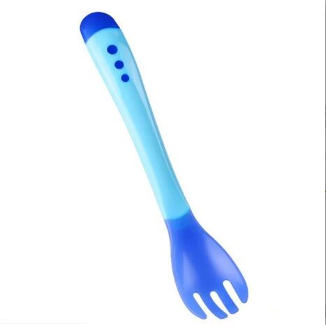 Cuchara con sensor de temperatura para bebés, dispositivo de alimentación para niños, alimentador, aparato de comedor, 1 ud.: blue fork