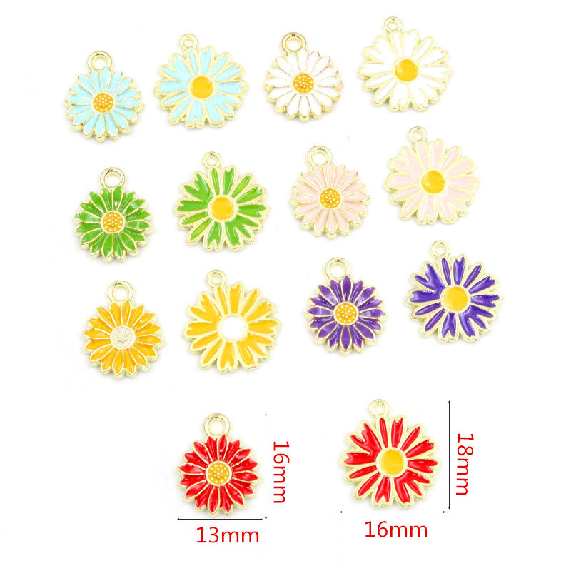 20Pcs 7-Kleuren Legering Metal Olie Colorblock Madeliefjes Charme Bloem Hanger Voor Diy Armband Ketting Sieraden Maken bevindingen