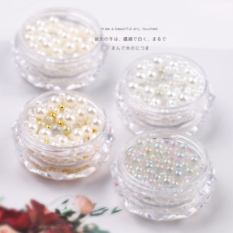 1 æske bittesmå ab krystal rhinestones til negle skinnende kaviar perler mikro glaskugler mix størrelse charme perler holo nail art dekorationer