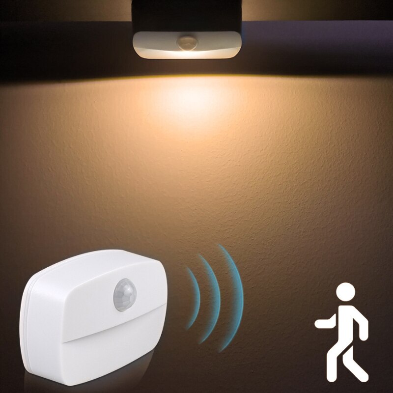 Wireless PIR Motion Auto Sensor MINI LED Night Lights Hallway Closet Stair Room Lamps Toilet Multiple Scenes Sensor Night Light