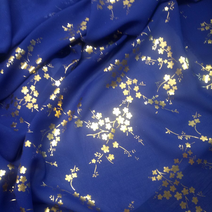 Dancing Dress Cosplay Fabric Bronzing Chiffon Plum Blossom 100D Chiffon Fabric Bronzed Costume Material DIY Stage 1 Meter