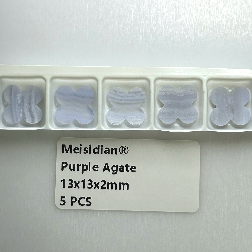 Meisidian flor ágata negra cornalina roja 13X13X2mm piedra de trébol de ónix: Lavanda