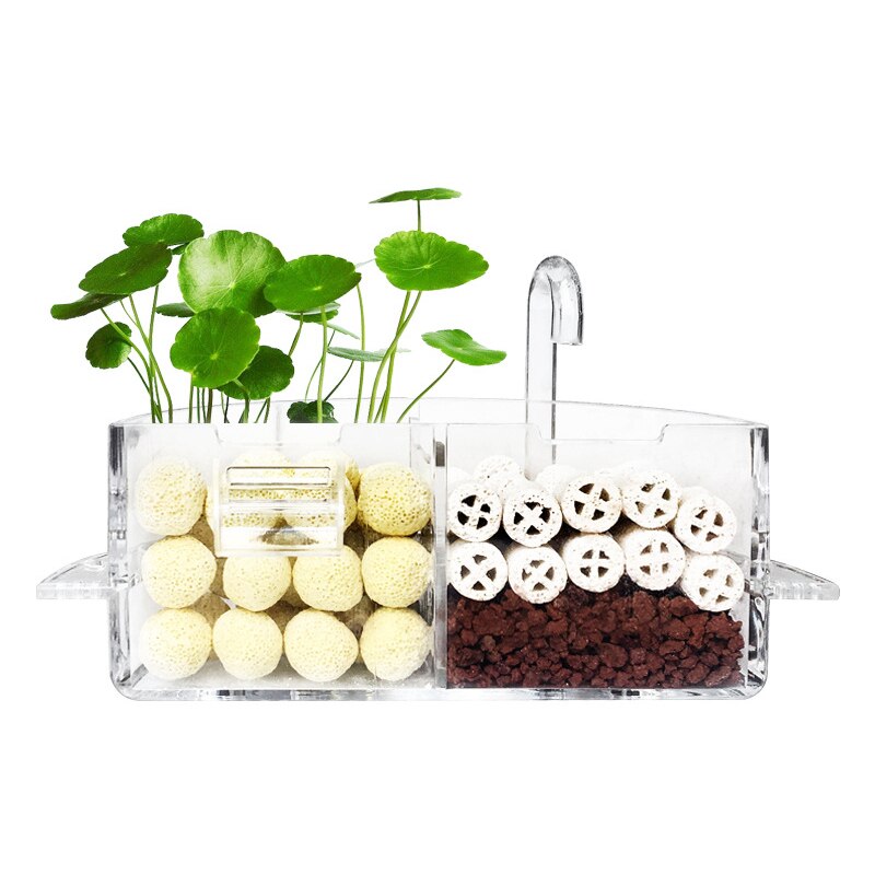 3-In-1 Acryl Aquarium Externe Filter Doos Opknoping Soort Waterzuiveraar Filter Materiaal Voor Ronde Aquarium huisdieren Benodigdheden