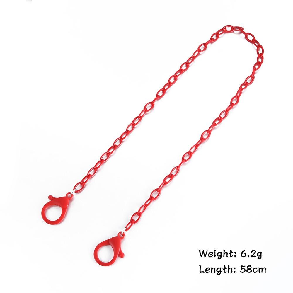 Teamer ansigtsmaske lanyards med store hummer klap farverige akryl briller kæde til børn solbriller strop kæde til maske 58cm: Rød