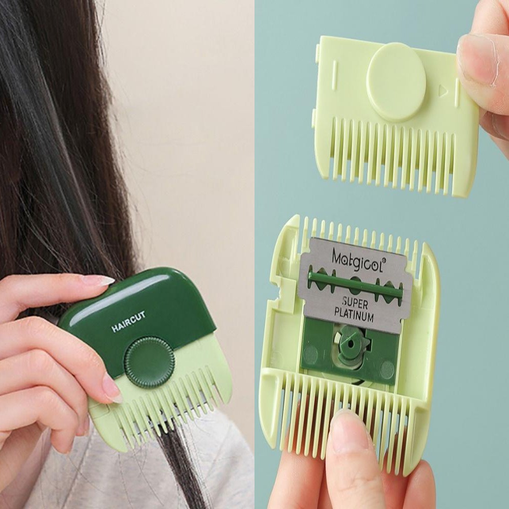 Recortador de pelo 2 en 1, peine de peluquero, cortador de pelo con flequillo, Mini herramientas de maquillaje para el hogar, accesorios de corte de pelo de belleza para adelgazar