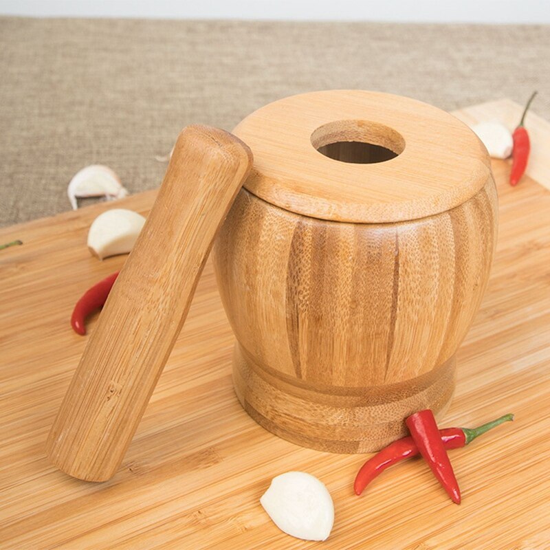 Ensemble de bol à broyer avec cuillère en bois, vaisselle ménagère, bol à bouillie, cuillère à riz chinoise en bambou