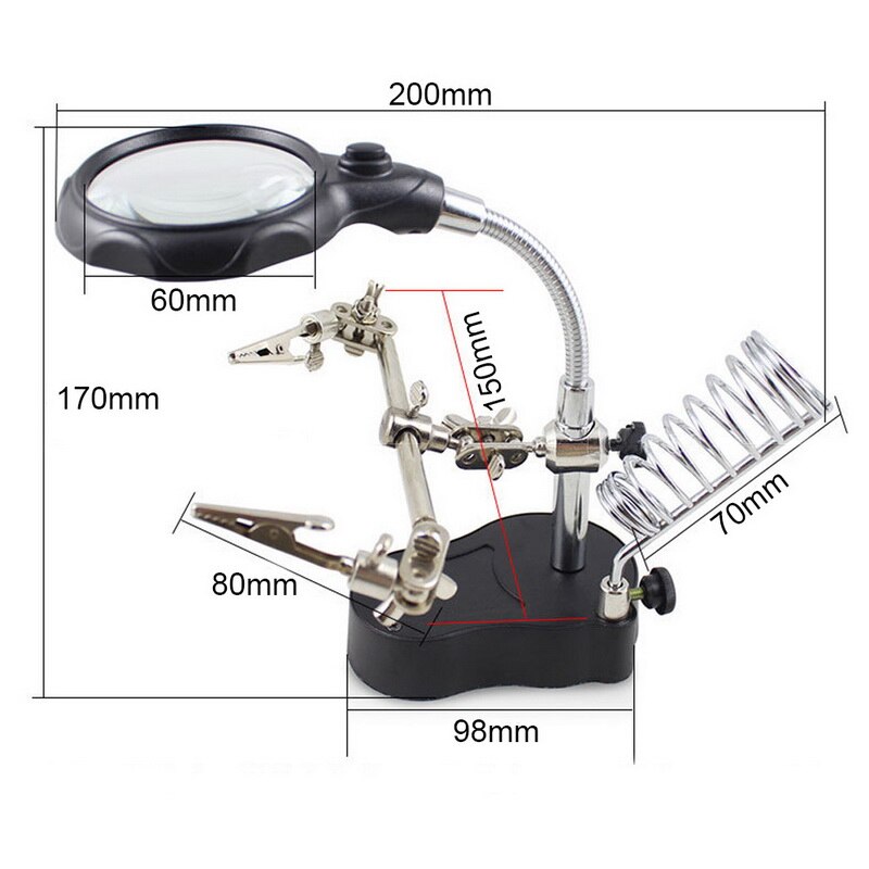 Soldering Iron Station Stand With Welding Magnifier Glass Clip Clamp Third Hand Magnifying Glass Soldering Holder Repair Tool