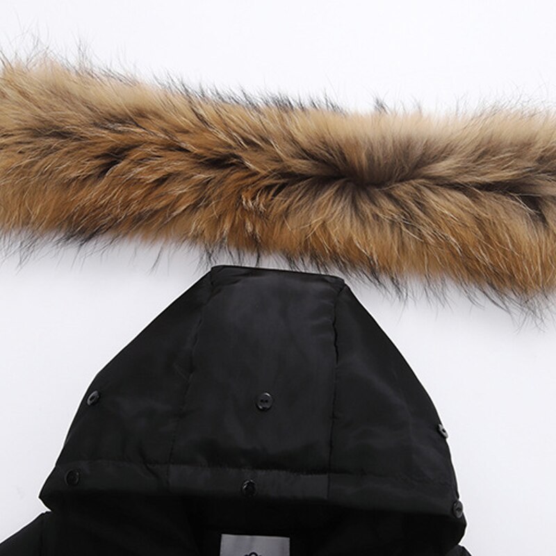 Kids Winter Hooded Jumpsuit Donsjack Baby Jongen Snowsuit Parka Natuur Bont 90% Eend Donsjack Voor Meisje Kleding Jas overalls