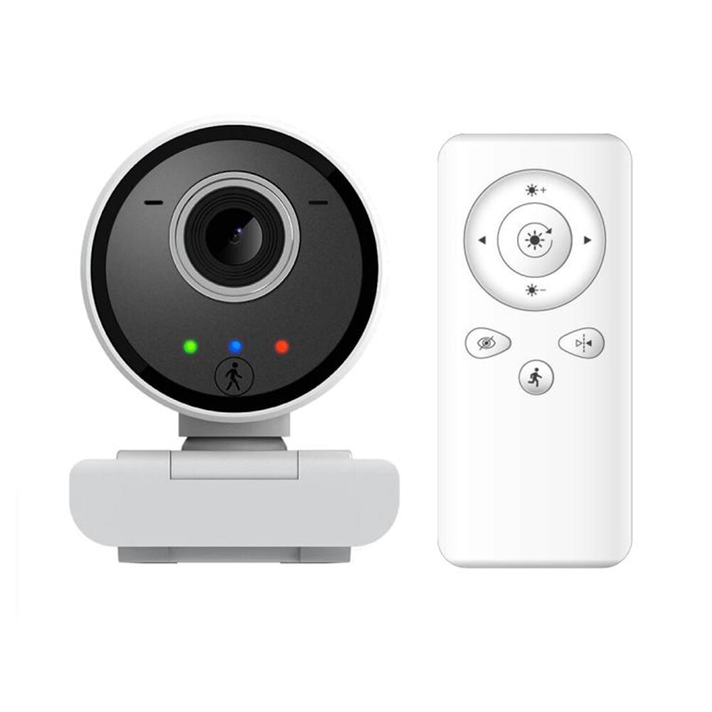 2mp AI Humanoid Smart Tracking USB Camera With Remote Control Auto Focus HD 1080P For PC Computer Laptop Video WebCam With Mic: white