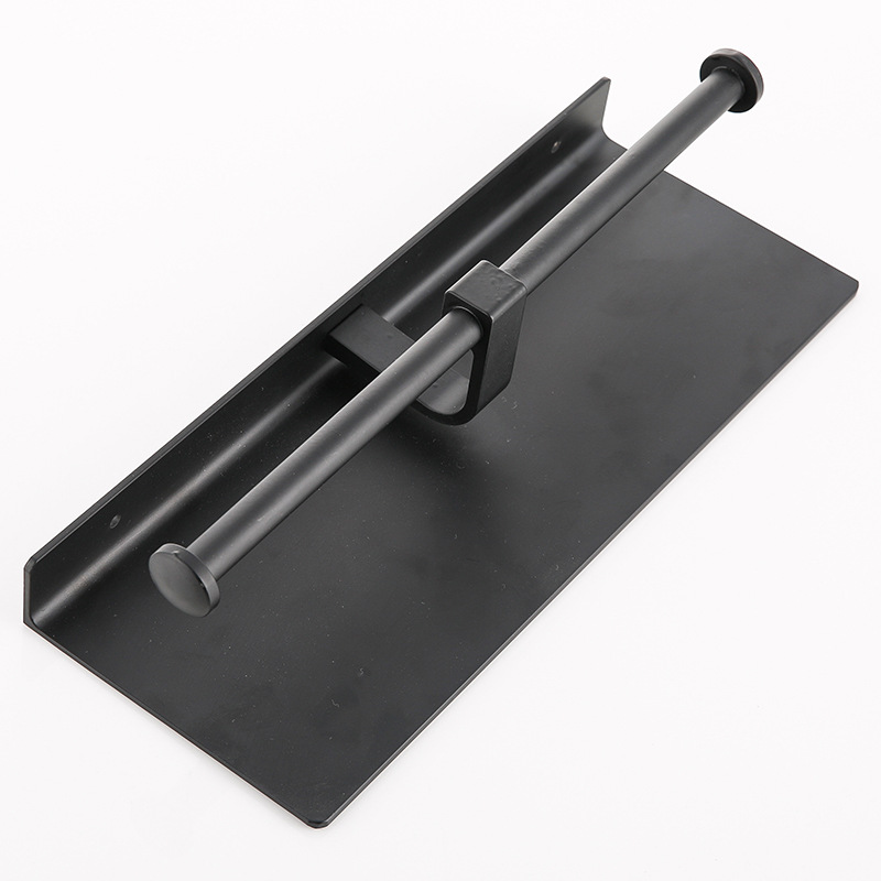 Matte Black Wc Papierrolhouder Badkamer Accessoires Wc Handdoek Houder Rack Plank Dubbele Muur Toiletrolhouder