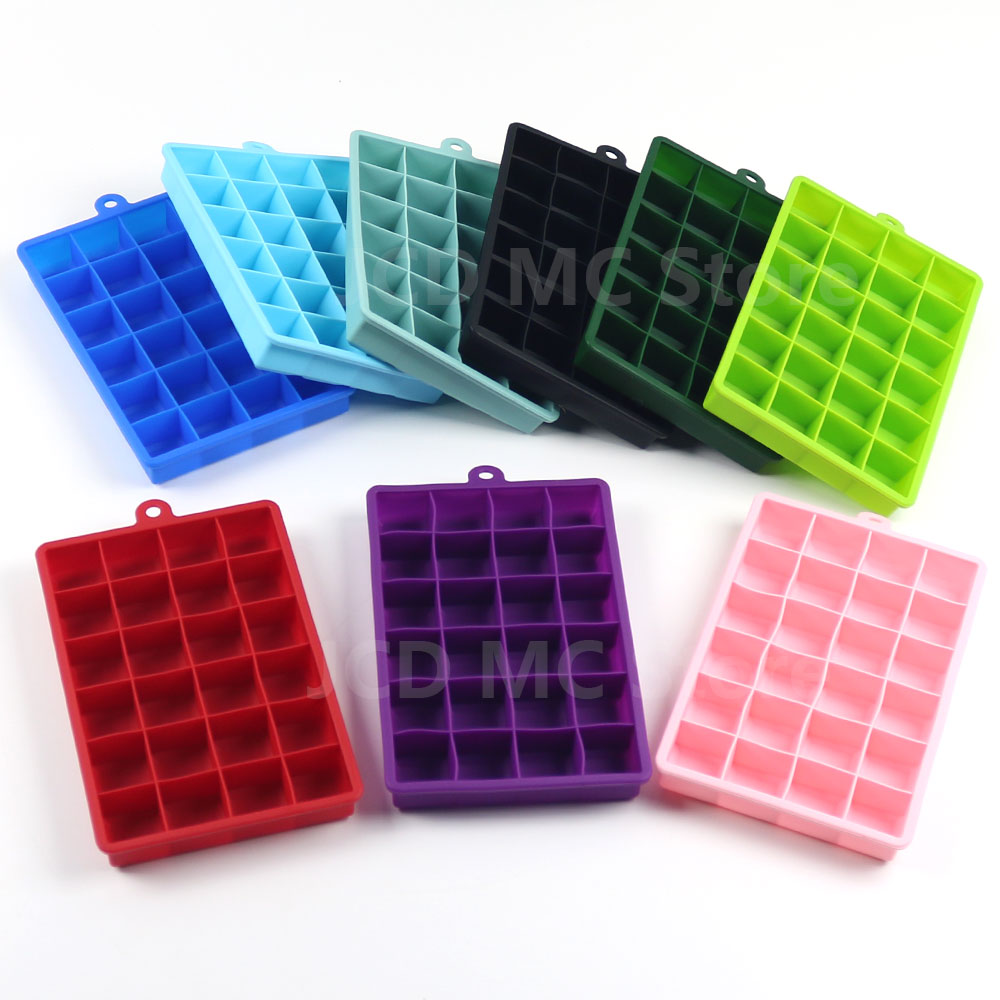 Silikonwelt Silikon-Eiswürfelform, 24 Gitter, quadratisch, mit Deckel, Tabletts, Eis, kalte Getränke, Whiskey, Cocktails, Werkzeuge, Eisform