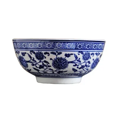 Ceramic Bowl Blue and White Porcelain Japanese Bone China Tableware Household Kitchen Supplies Rice Noodle 10 Inch Large Bowl: 6 inch