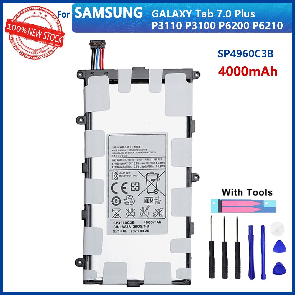 100% Originele 4000Mah SP4960C3B Tablet Batterij Voor Samsung Galaxy Tab 2 7.0 & 7.0 Plus GT-P3100 P3100 P3110 P6200 tablet Batterij