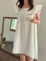 Mouwloze Zomer Nachtjapon Vrouwen Ruches Vierkante Kraag Knielange Koreaanse Kawaii Nachtkleding Japan Katoen Zoete Nacht Jurk: Fruit green