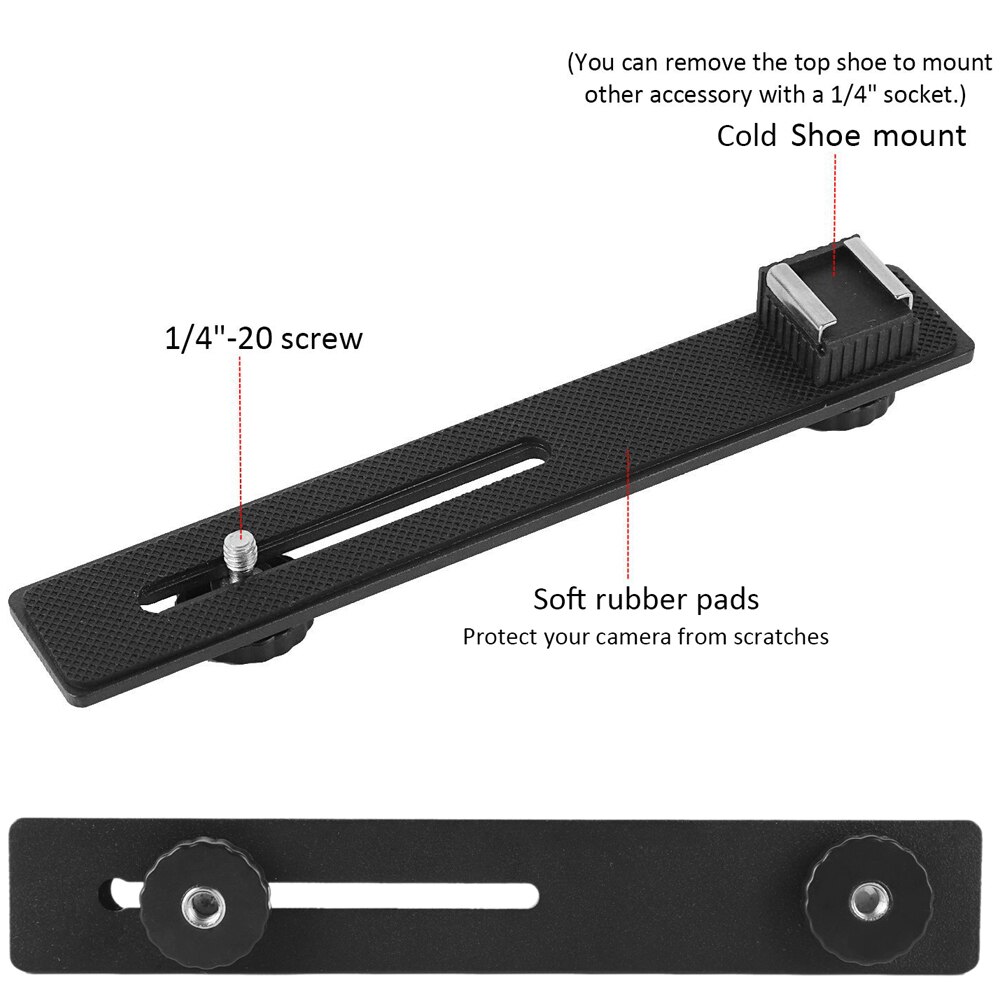 Easy Hood Straight Flash Bracket Holder 1/4&quot; Screw Cold Shoe Mount with Cell Phone Tripod Adapter for DSLR Cameras Video Light