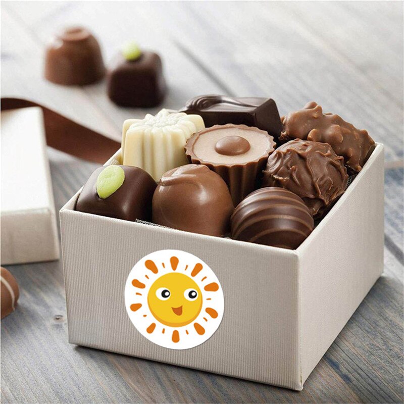 28mm 100-500Pcs Cute Sun Rainbow Clouds Label Sticker Smiley Stickers for Handmade Decor Sealing Labels Kids Reward Sticker