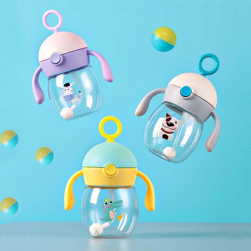 Baby Learning Drinking Cup 240ml 360 Degree Trainer Cup No-Spill Trainer Cup Two Handles For Infant Baby Miracle Trainer Cup