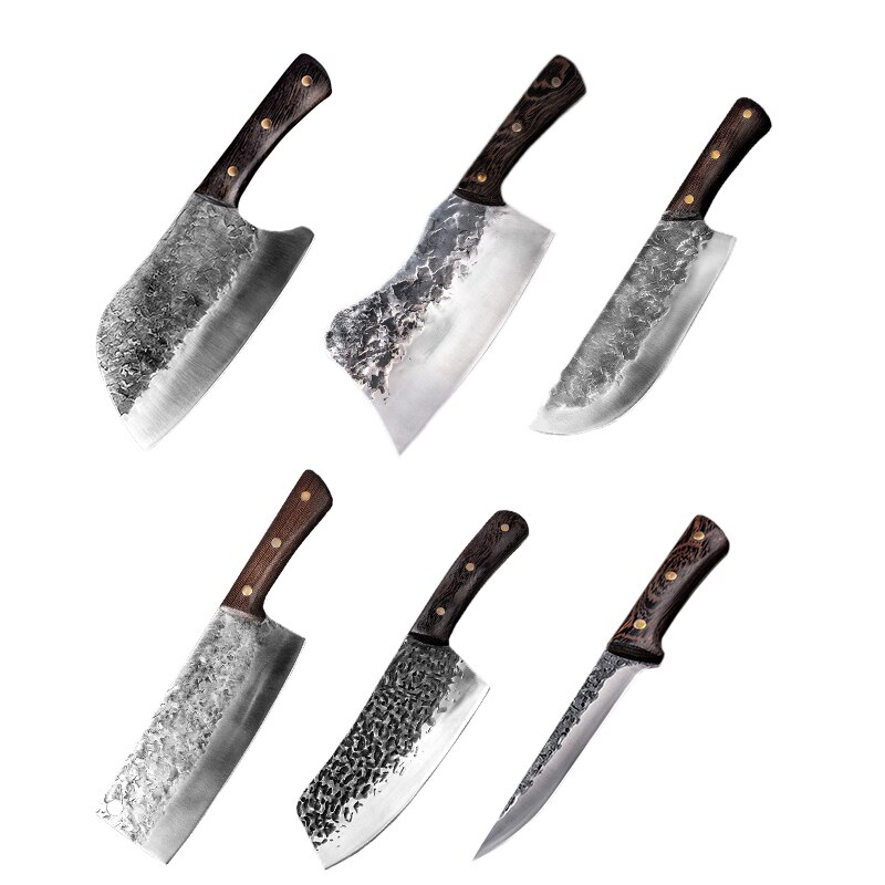 Chinese Knife Set High Carbon Steel Forging Knives SETS Forging Hand-Made Craft Full Tang Butcher Cooking Kitchen Accessories