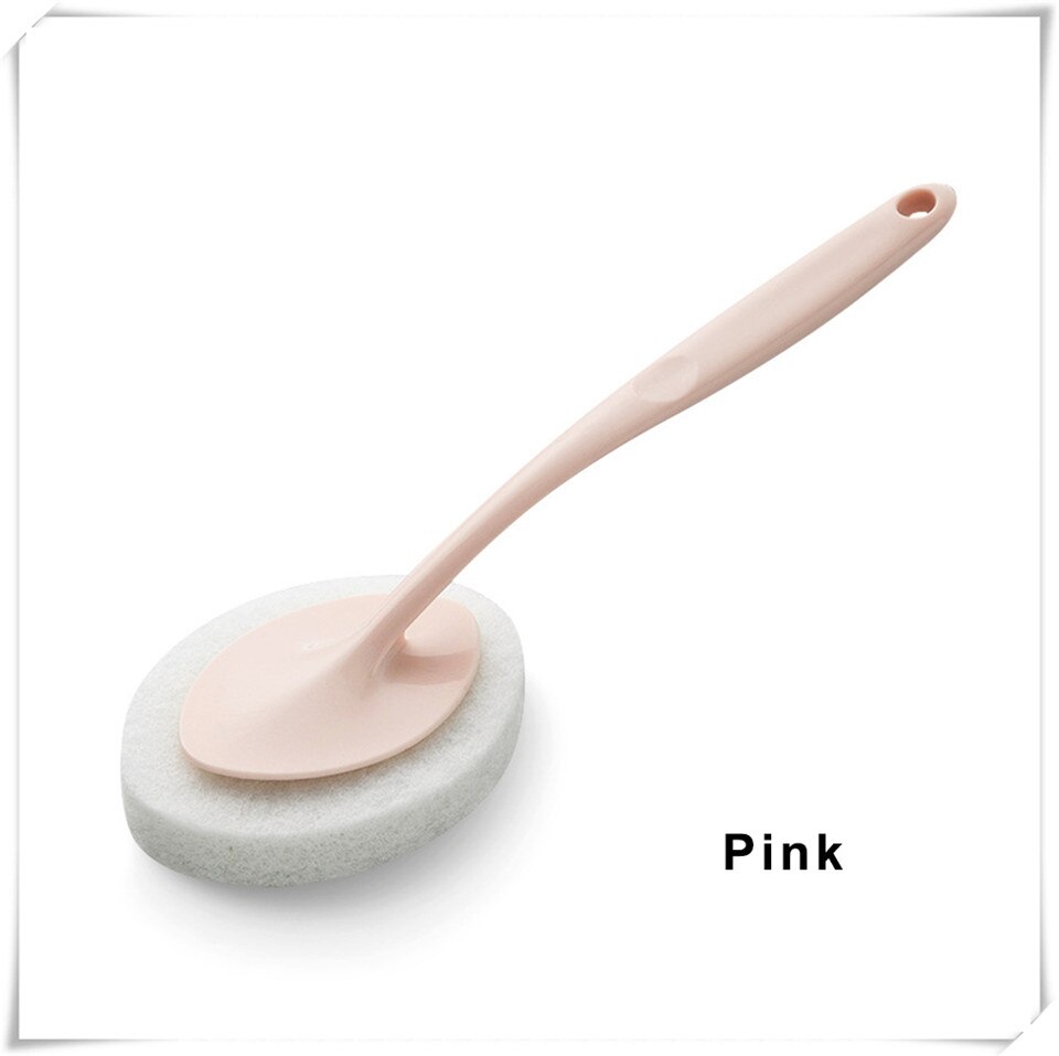 Msjo conjunto de escova para banheira, conjunto com escova para limpeza de azulejo, banheiro, esponjas de limpeza, cabo longo, furacão, esponja de limpeza: pink brush