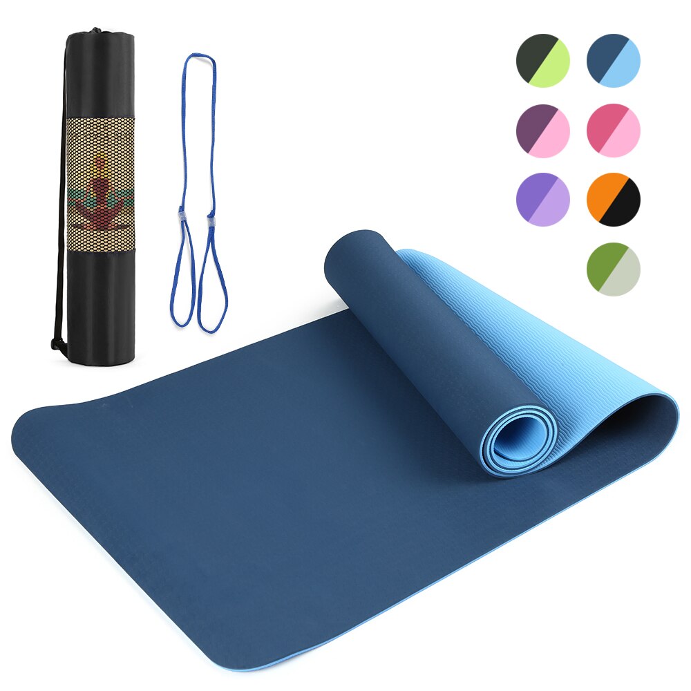 72x24IN Non-slip Yoga Mat TPE Eco Friendly Fitness Pilates Gymnastics Mat Carrying Strap and Storage Bag:  Color 4