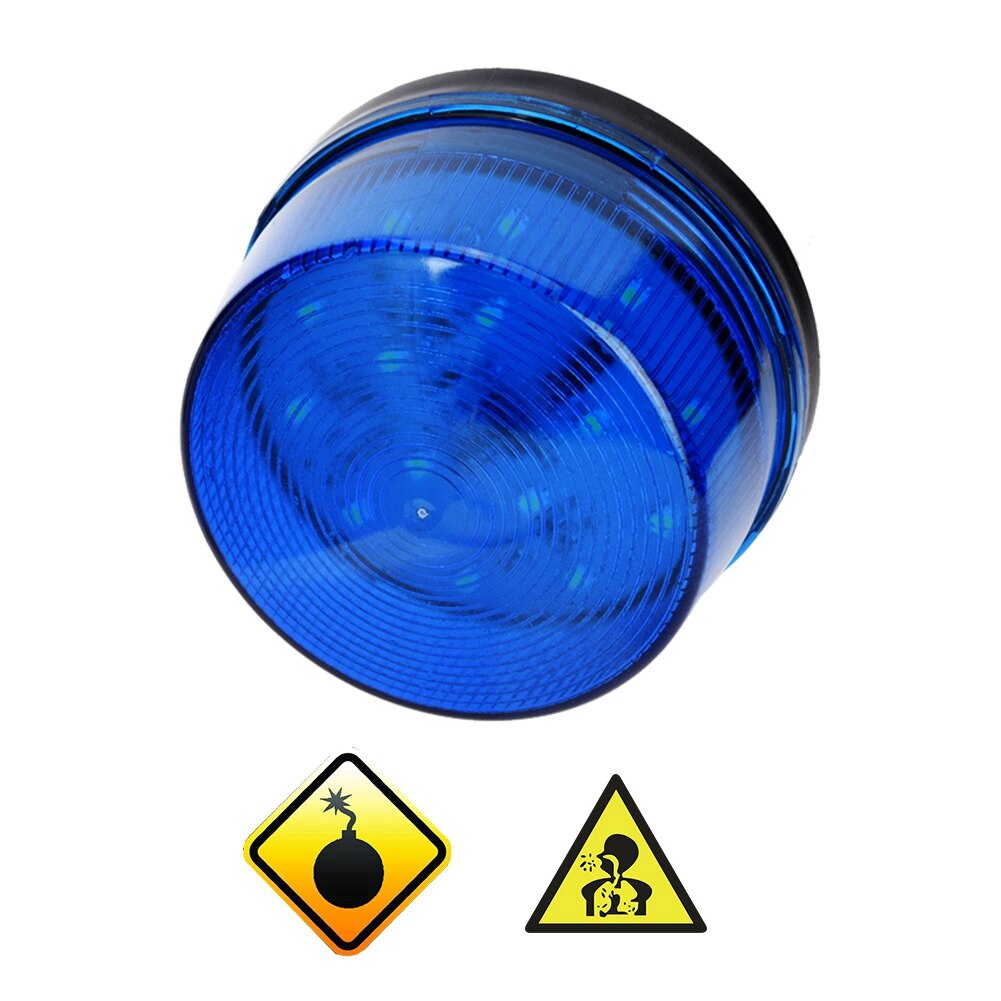 12V Blue LED Strobe Beacon Emergency Alarm Warning Signal Flashing Light without Sound Safety Warning Blue Flashing LED Light