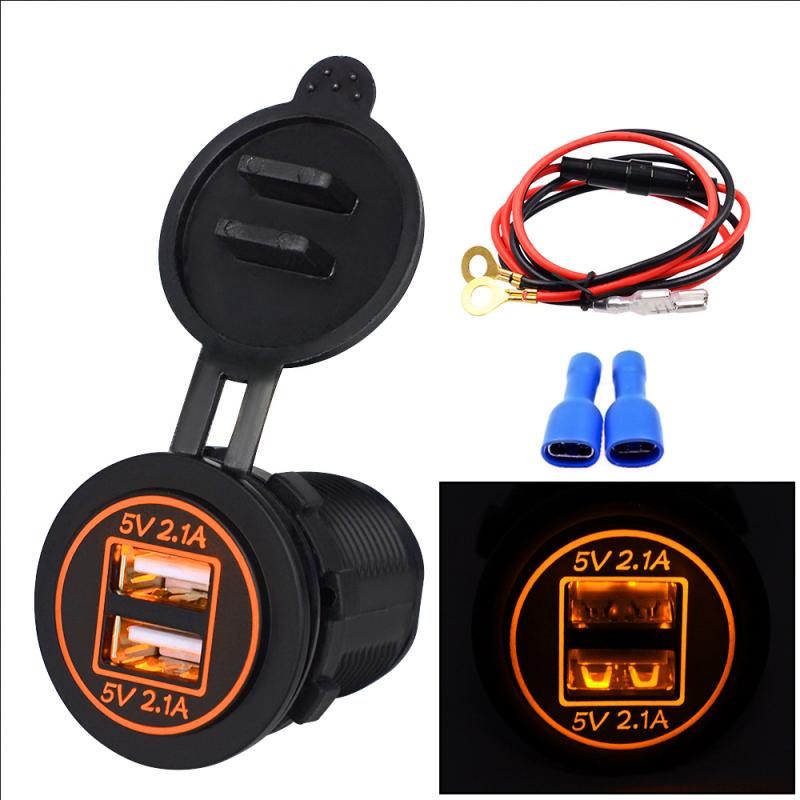 Universele 4.2A 12V Dual Usb Car Charger Sigarettenaansteker Adapter Auto Usb Mobiele Telefoon Oplader Sigarettenaansteker: Oranje