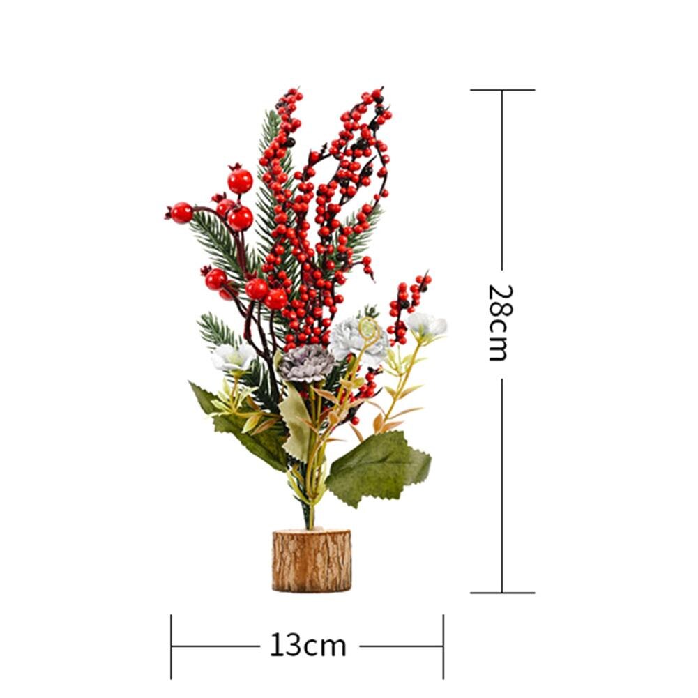 Home Artificial Christmas Tree Decor Red Fruit Pine Desk DIY Craft
