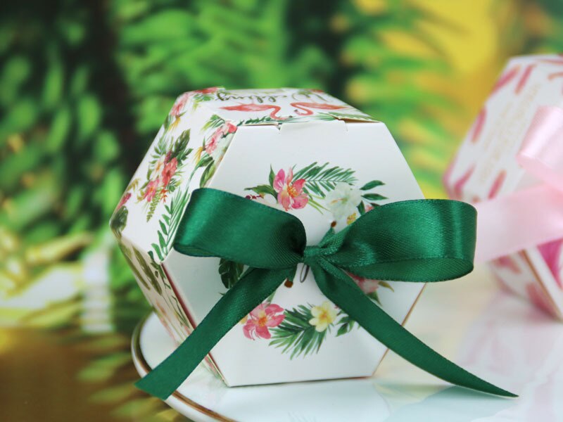 Flamingo Hexagon Candy Box Paper Chocolate Packing Swettt Favor Boxes For Wedding Party Baby Shower Biethday Supplies