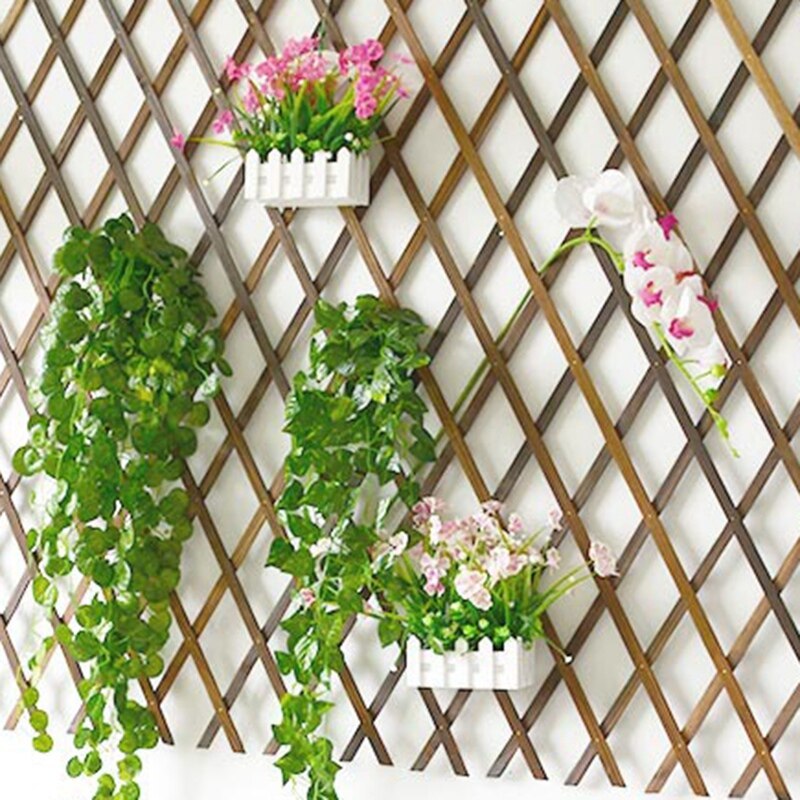 Retractable Artificial Garden Fence Expandable Faux Ivy Privacy Fence Wood Vines Climbing Frame Gardening Plant