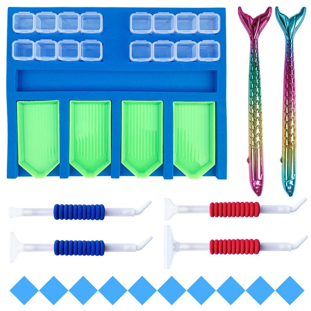 Diy Handmade Diamond Painting Tray Set Diamond Painting Accessories Tray Organizer for Adults Tool Storage Rack Point Drill: Blue 3