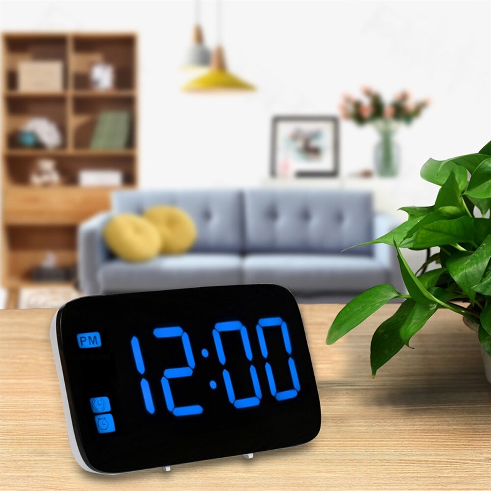 Voice-activated Alarm Clock LED Digital Display with Separate Snooze Button 12/24 Hour Setting USB Rechargeable for Bedroom