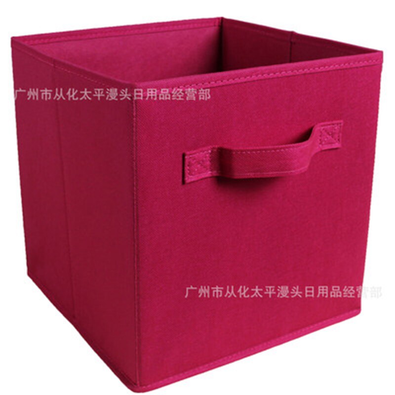 Non-Woven Fabric Dust-Proof Clothes Storage Bin Folding Cabinet Storage Box with Handle Home Office Closet Organizer Container: Rose red