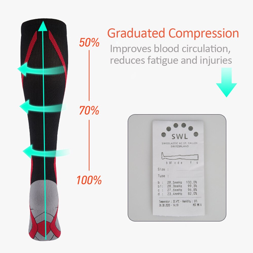 Compressiekousen sportsokken sportkousen fitness ademende snel drogende sokken scheenbeenspalken kuitdruk